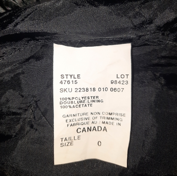 New - Le CHATEAU Black Ruffle Skirt Size Zero (0) Made In Canada Zipper Closure - Picture 5 of 6